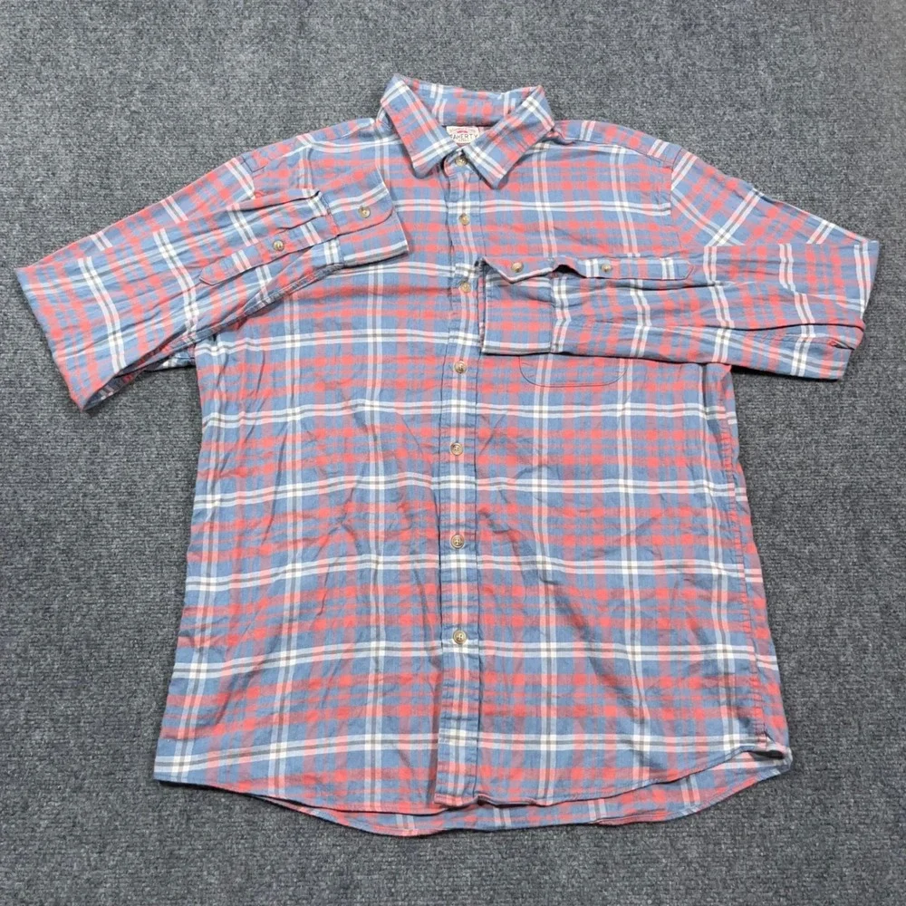 Faherty Movement Shirt Button Down Mens Large Plaid Performance Stretch Blue Red